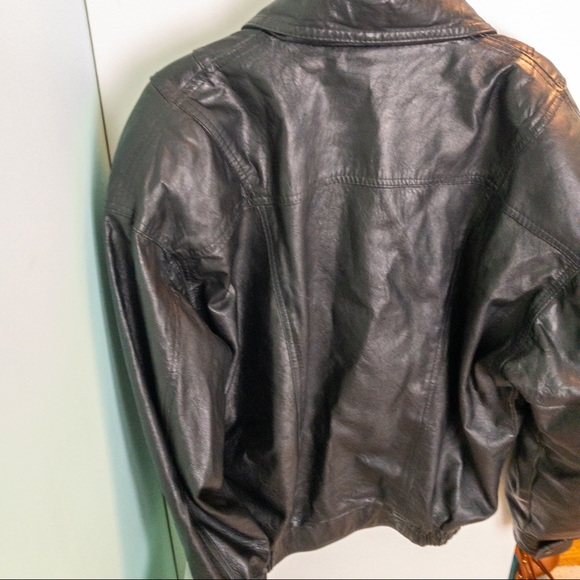 Vintage 80s/90s Black Leather Jacket Lined - Picture 3 of 8